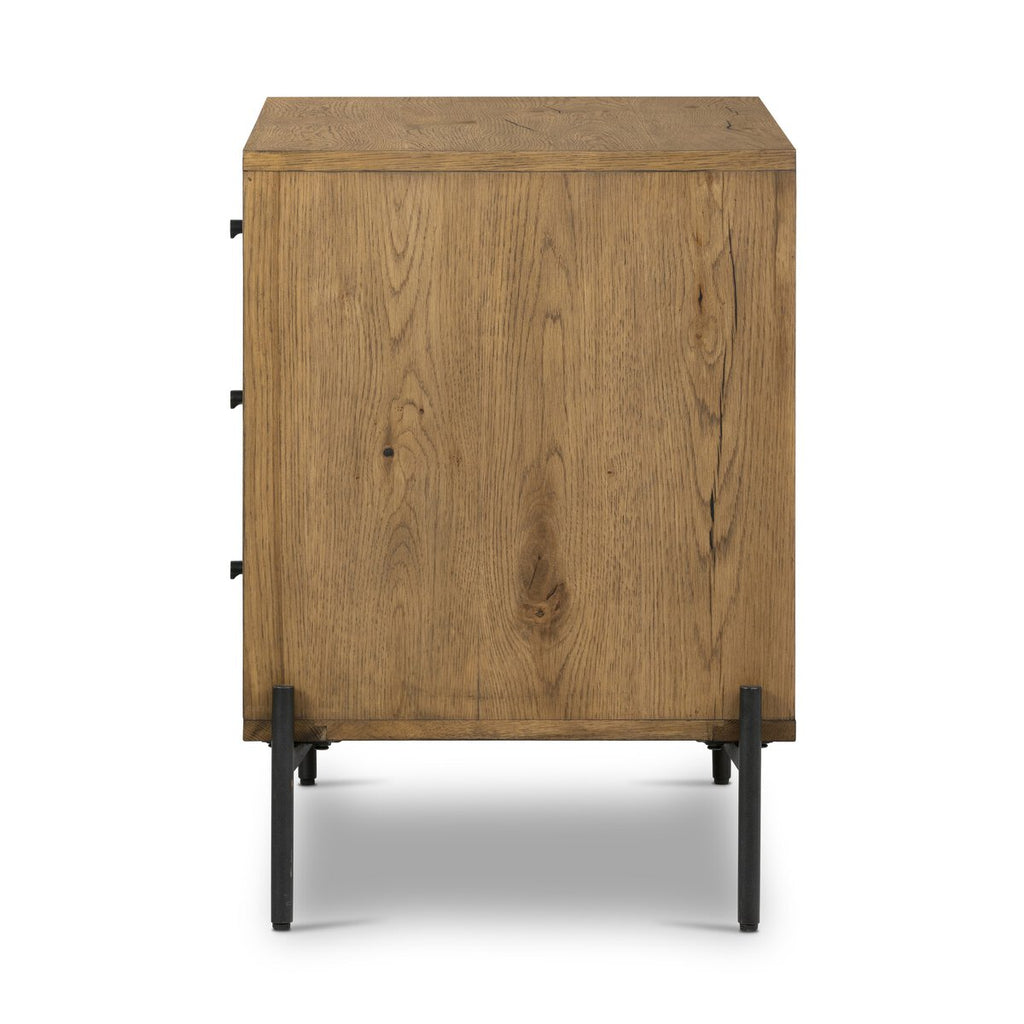 Eaton Large Nightstand, Amber Oak Resin — side view