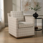 Basie Swivel Chair, Taupe Plaid — detail view
