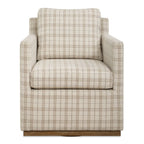 Basie Swivel Chair, Taupe Plaid — angle view