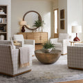 Basie Swivel Chair, Taupe Plaid