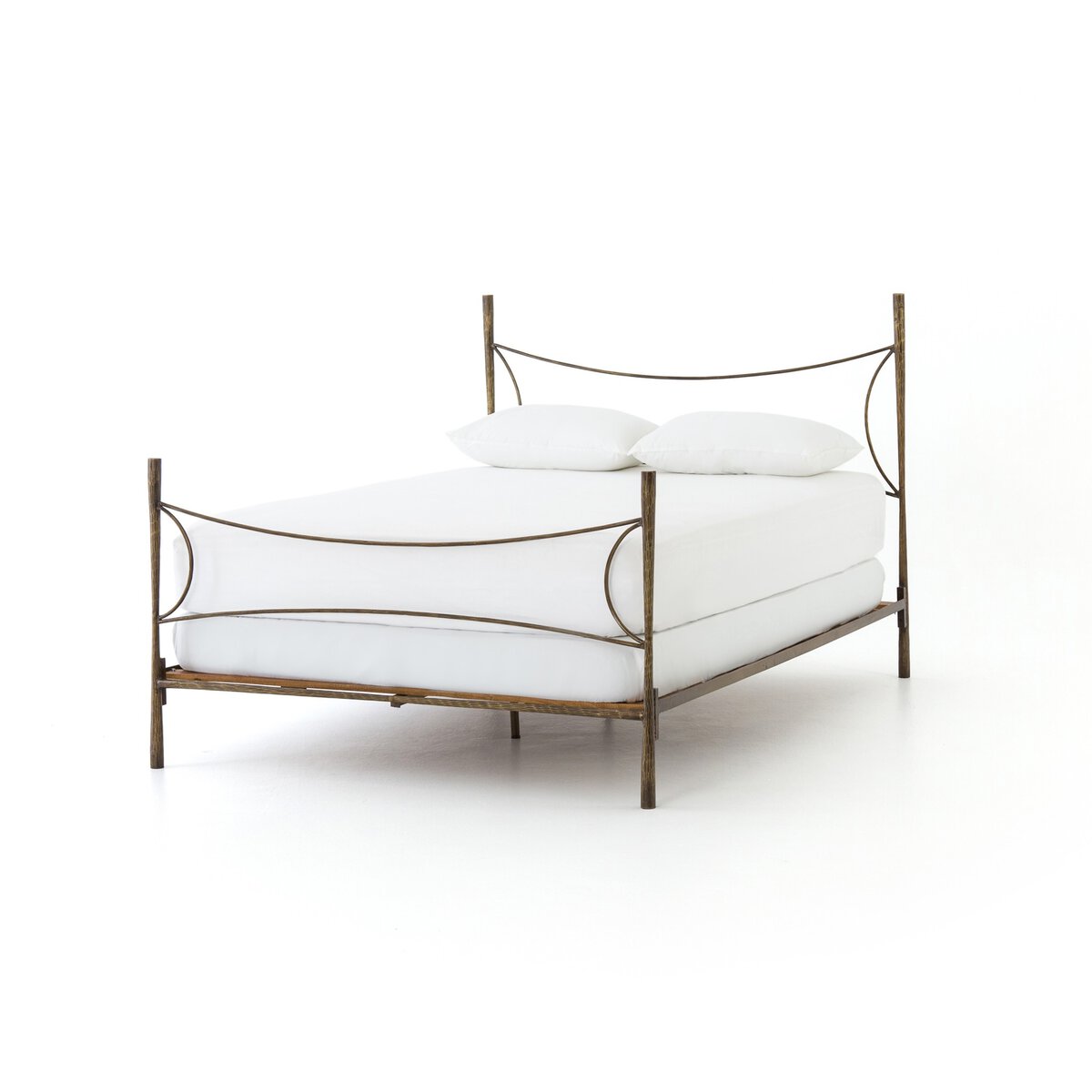 Westwood Bed, Antique Brass — angle view