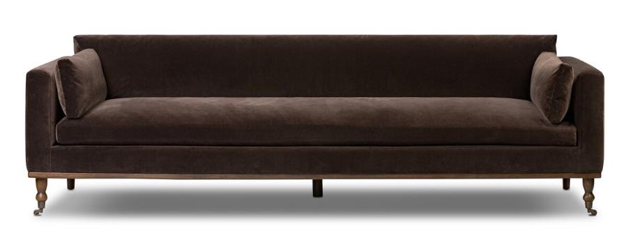 Dark brown velvet sofa