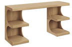 Sculptural light oak desk with curved cutout shelving